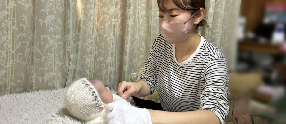 ニューボーンフォト_撮影の様子_お客様提供写真(吹田のフォトスタジオふみる)